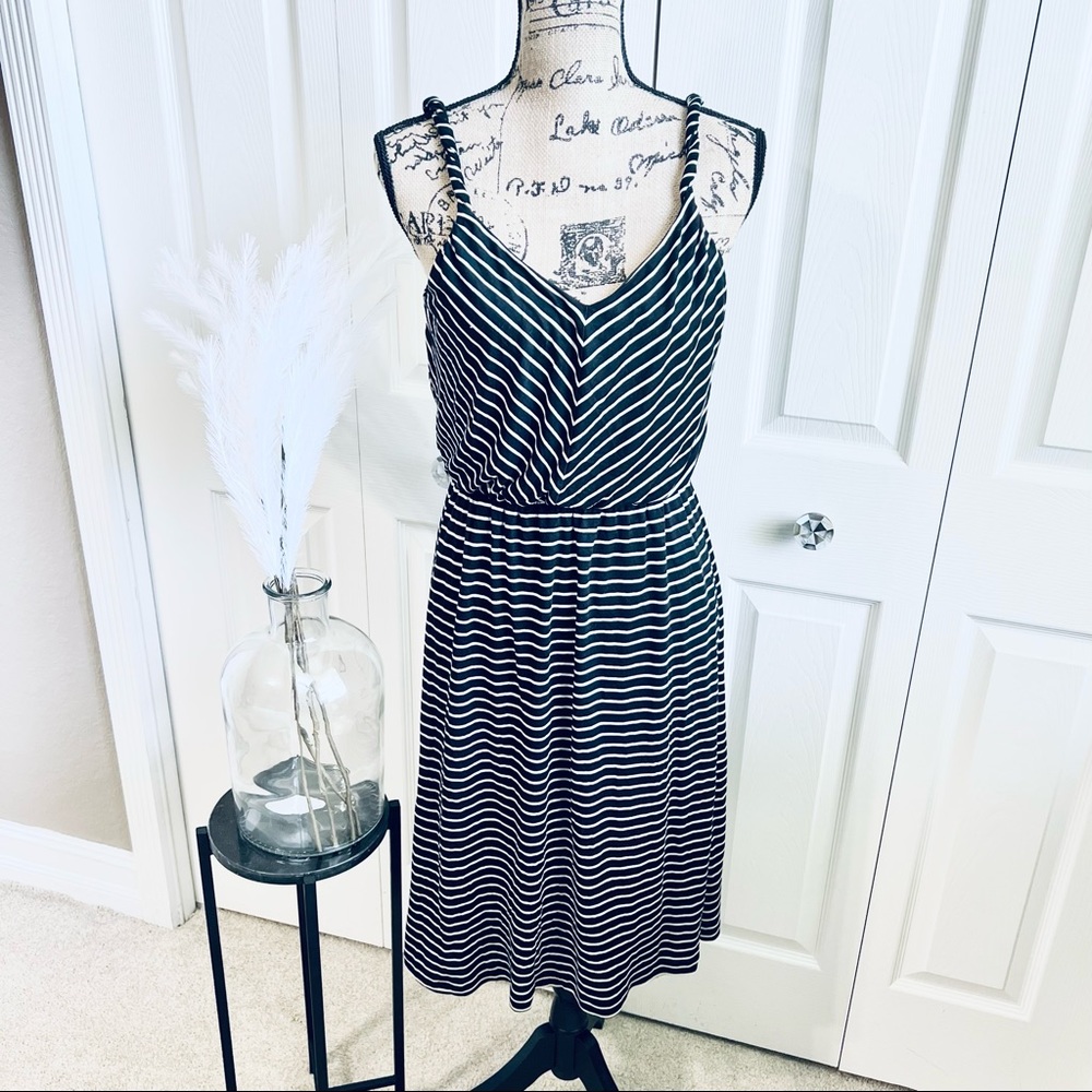 Ann Taylor striped cinched waist dress